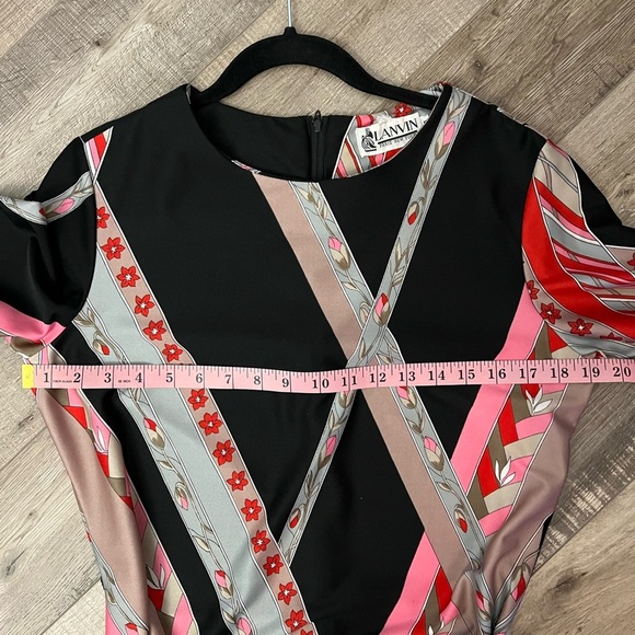Vintage Lanvin Black and Pink Geometric Long Sleeve Dress size 14 EUC - Picture 5 of 9